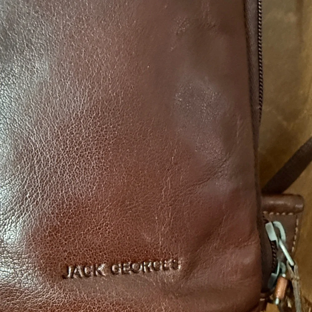 Jack Georges Buffalo Leather Voyager Convertible Backpack EUC Ret $222 Dk Brown